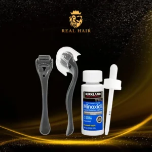 Kirkland Minoxidil Líquido + Dermaroller 0.25 mm – Tratamiento para Crecimiento de Barba y Cabello