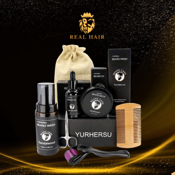 Kit de Cuidado para Barba YURHERSU Aroma Sándalo – Beard Oil, Beard Balm, Beard Wash y Accesorios Premium