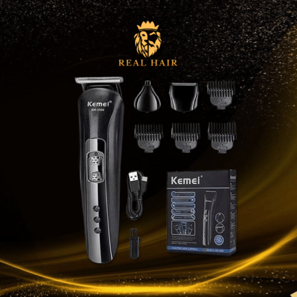 Máquina Cortadora de Cabello Kemei KM-1506 Profesional – Kit de Barbería Recargable con Peines y Accesorios